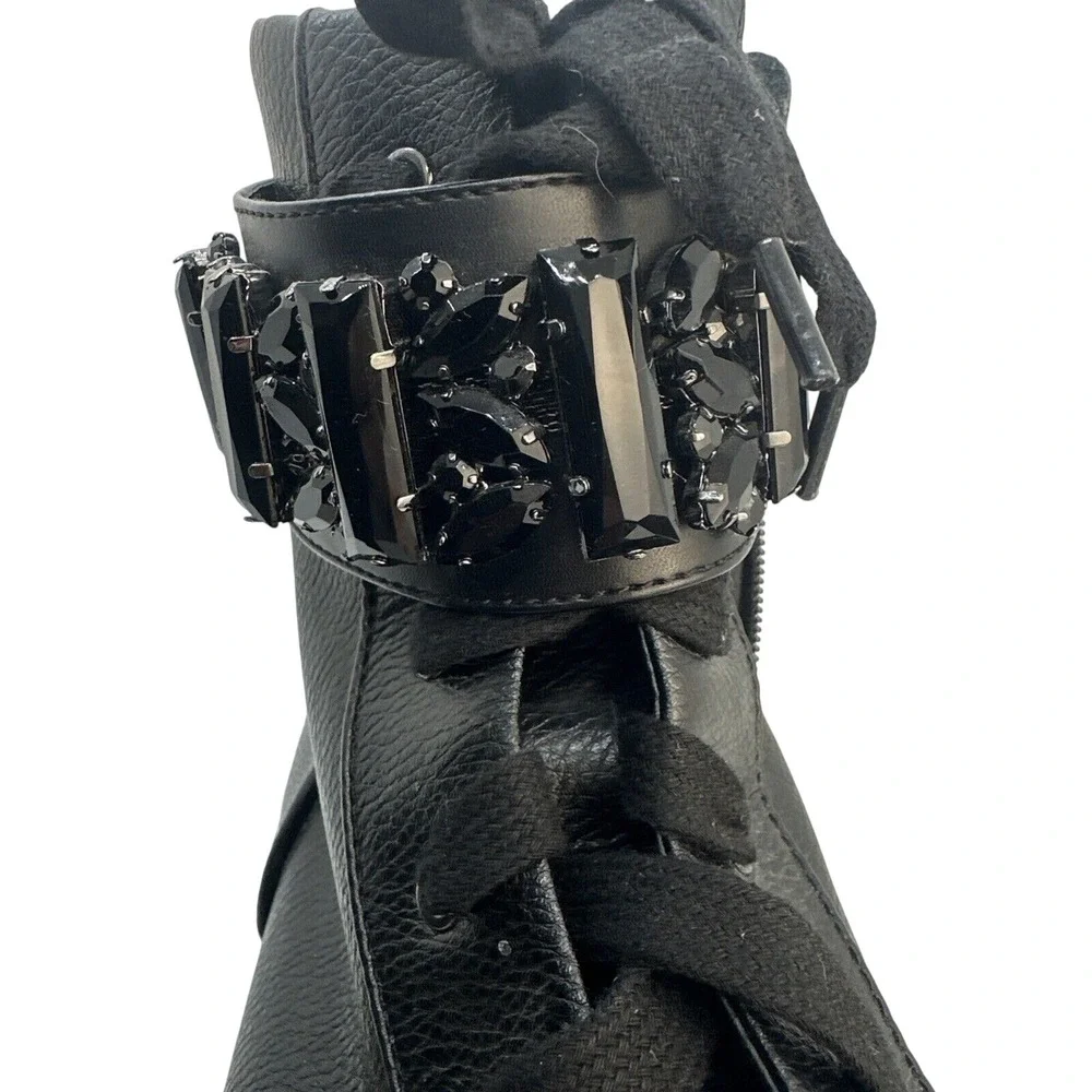 Karl Lagerfeld Paris Jeren Embellished Leather High-Top Sneakers Size 9‎ - Picture 9 of 13